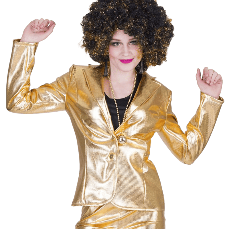 Kostuum Disco Fever jas goud (dames)