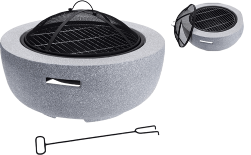 Vuurschaal rond dia 41cm met bbq rack steen