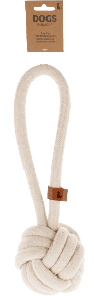 Pet Touw lus met bal 11dia 33cm naturel