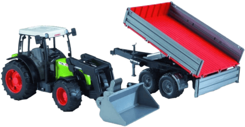 Bruder Tractor Claas Nectis met frontlader en aanhangwagen