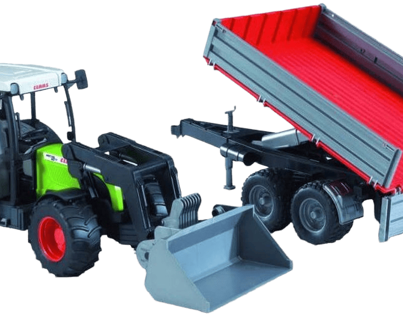 Bruder Tractor Claas Nectis met frontlader en aanhangwagen