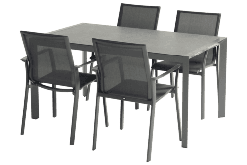 Hartm. California tafel 150x90cm alu frame Xerix/blad Stonegrey
