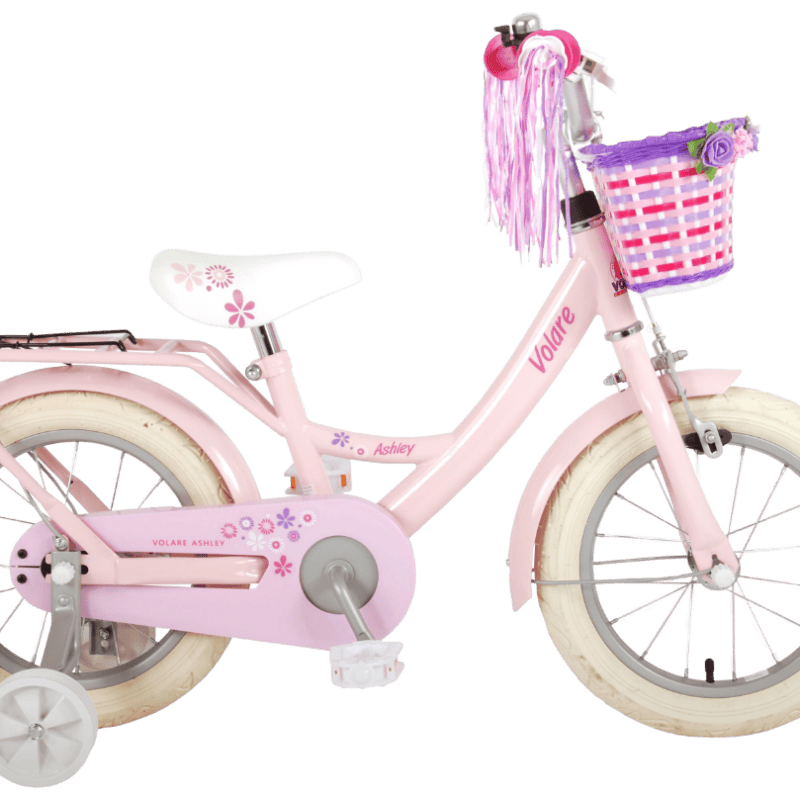 Meisjes fiets 14" in Ashley pink met mandje