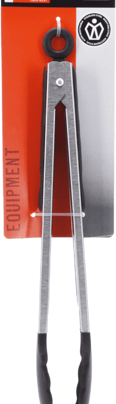 BBQ tang 33cm chroom met silicon handvat zwart