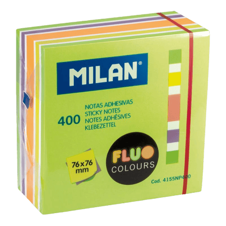MILAN kleefblaadjes 400 blad 76x76mm Fluo