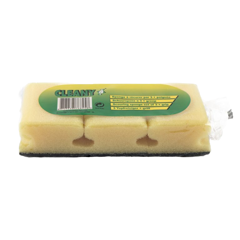 Cleany schuurspons met handgreep x3