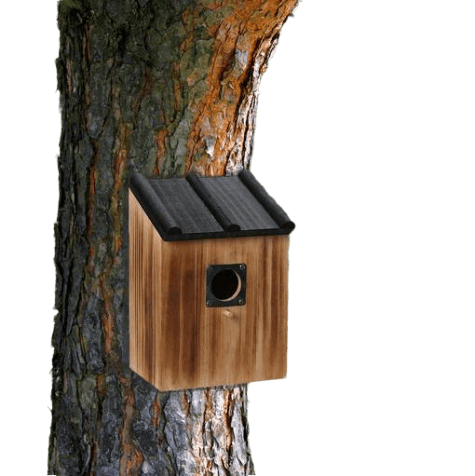 Vogelhuisje hout plat dak zwart 13X11X19cm
