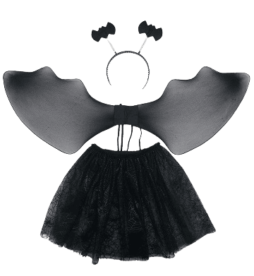 Dress-up set with skirt - black bat