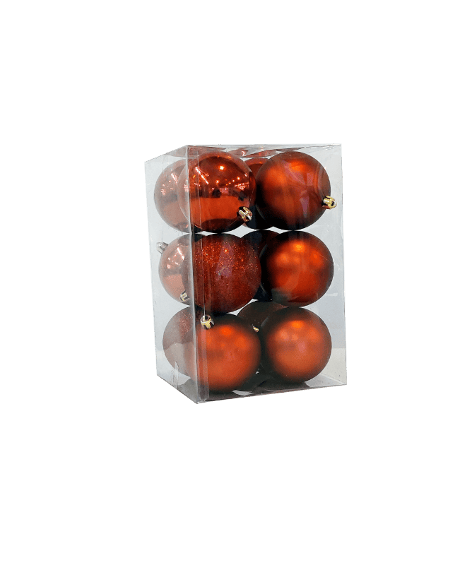 12 onbreekbare Kerstballen 8cm donker rood
