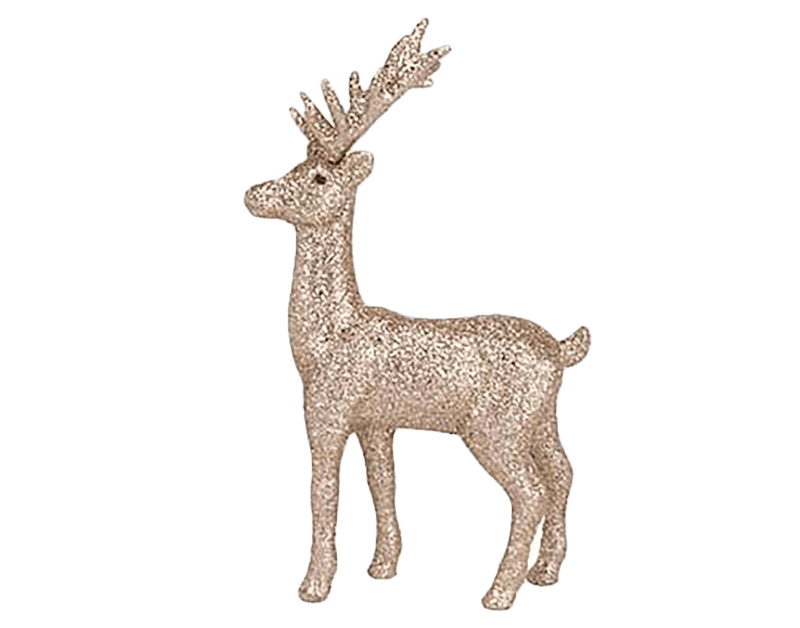hert glitter lichtroze 14x5xH22CM kunststof