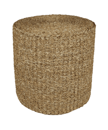 Poef cube in zeegras dia40xh40cm