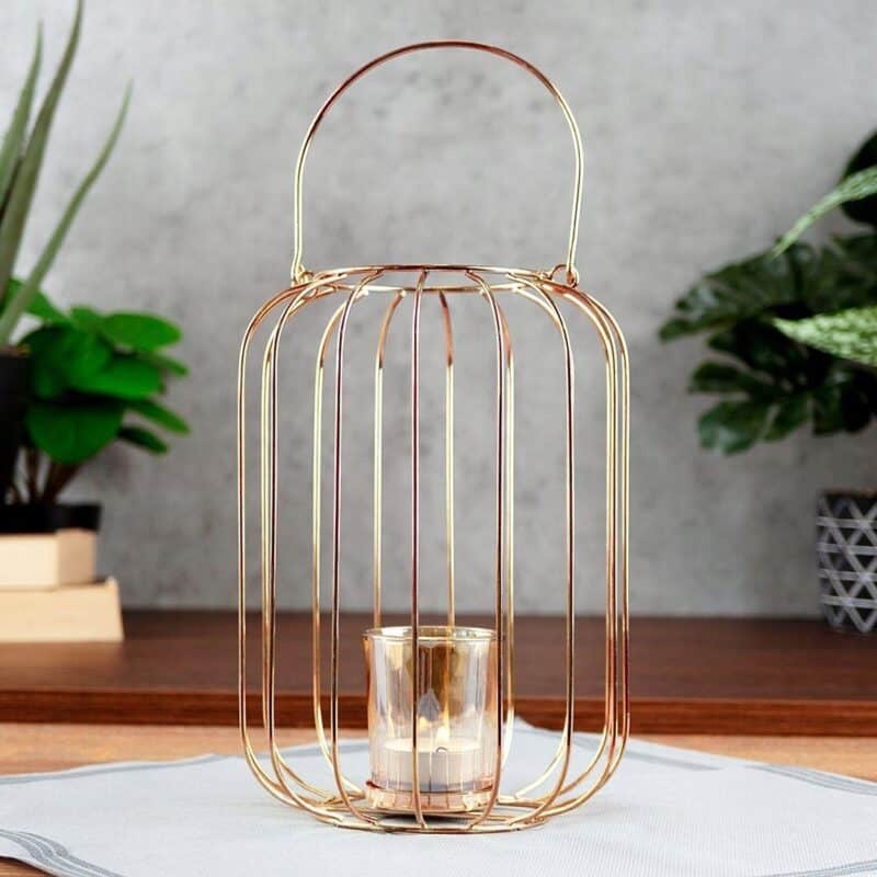 Lantaarn metaal 22cm goud kl