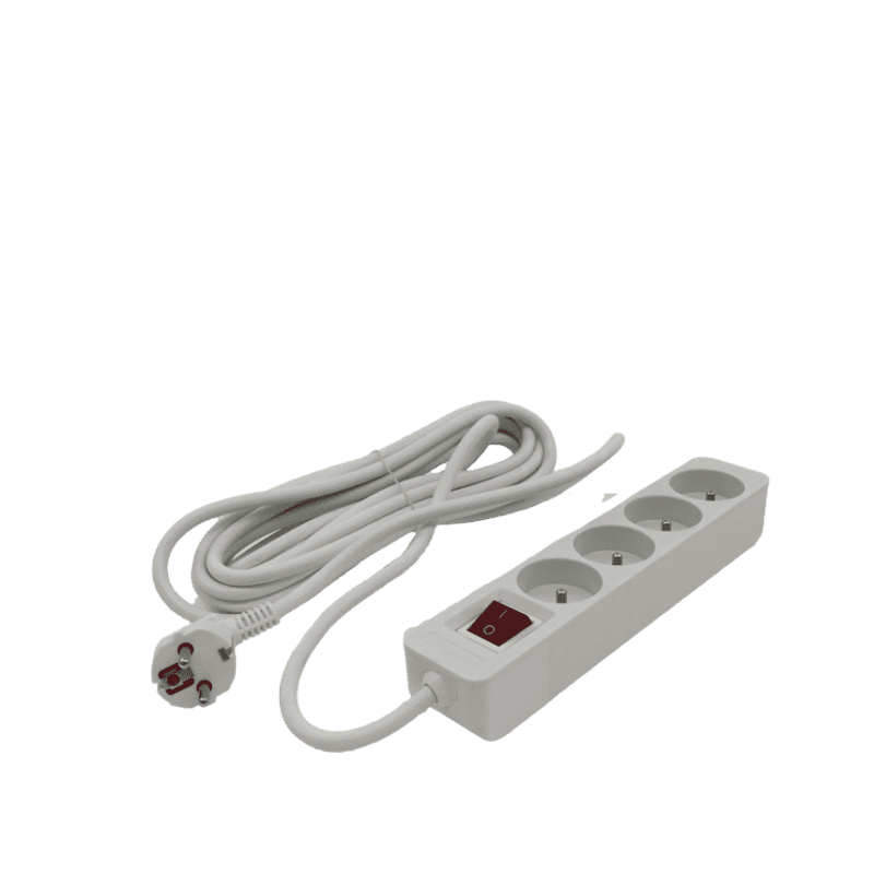 Stekkerblok+kabel 5m switch 4*16A/250V wit