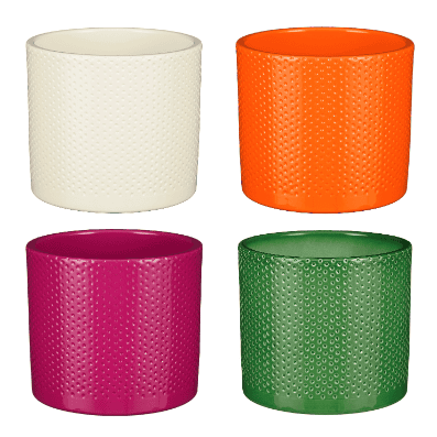 Era pot 4 ass. h12,5xd13,5 cm creme groen fuchsia oranje