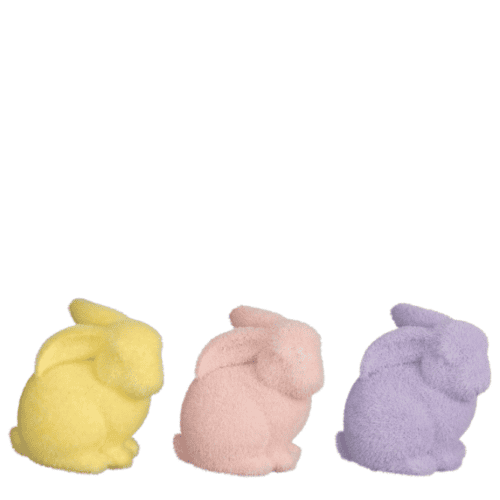Konijn 3 ass. l8xb5xh8cm roze geel paars