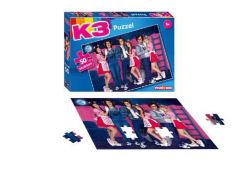 K3 Puzzel 50 stuks-3 biggetjes & de wolven