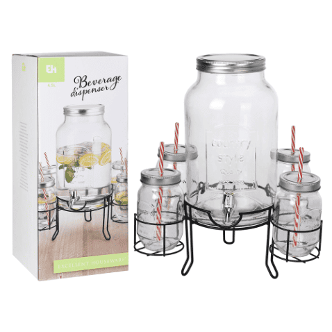 Drankdispenser glas 5,5L 18xH31cm