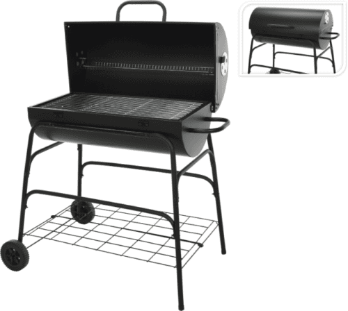 BBQ cilinder vorm op wielen 39xH100cm zwart
