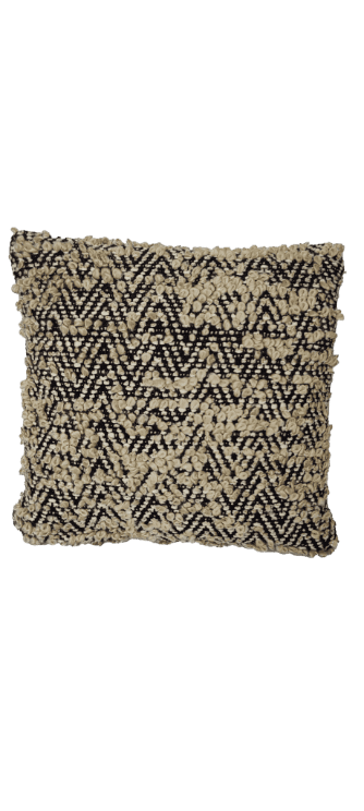 Kussen 45x45cm geweven katoen zwart/beige