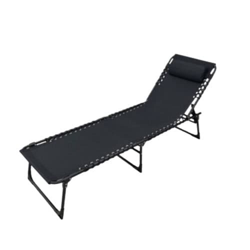 Ligbed (189*58*30cm) met stalen frame mat zwart & bekleding zwart