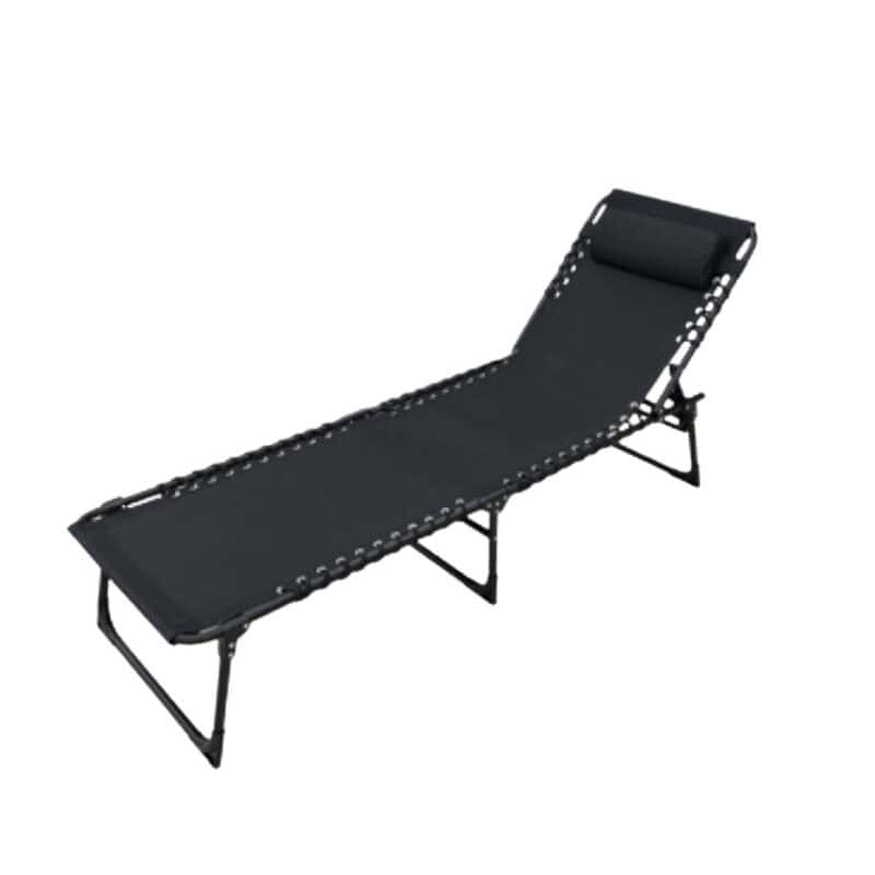 Ligbed (189*58*30cm) met stalen frame mat zwart & bekleding zwart