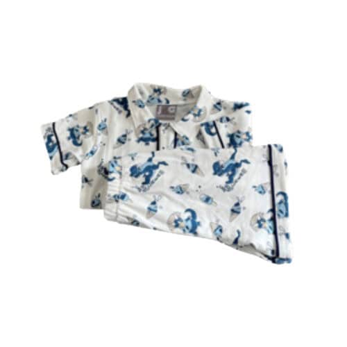 Jong.pyjama 2delig dino/draak ecru/blauw 2j-8j