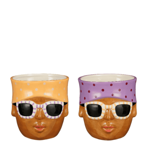 Funny pot rond 2 ass. h14xd14cm oranje paars