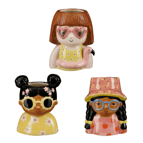 Funny pot 3 ass. l12,5xb10xh16cm geel roze l.groen