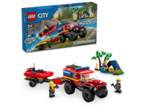 Lego City Brandweerauto 4x4 met reddingsboot