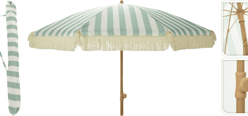 Tuinparasol 200cm Groen/wit UPF30+