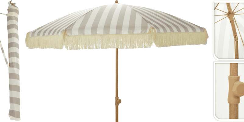 Tuinparasol 200cm Taupe/wit UPF30+