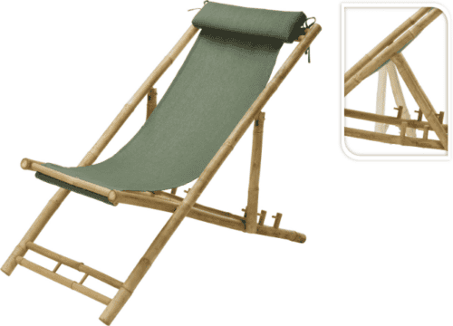 Strandstoel Bamboe met groene stof