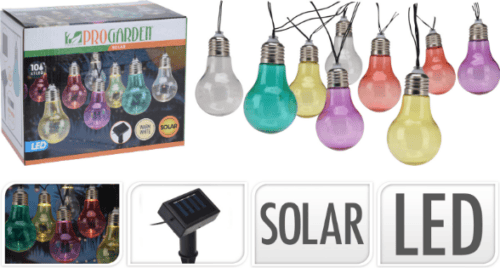 Feestverlichting Solar lampset 10 Lampjes gekleurd