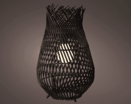 Solar lantaarn wicker steady zwart