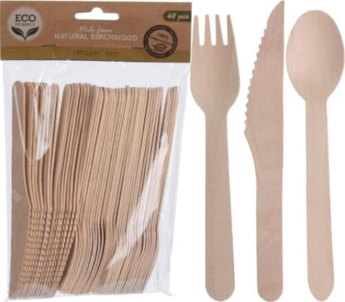 Bestekset hout 3 dlg 16 stuks