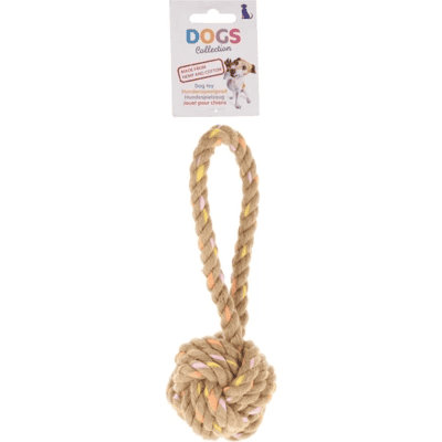 Pet touw lus met bal 7dia 23cm katoen