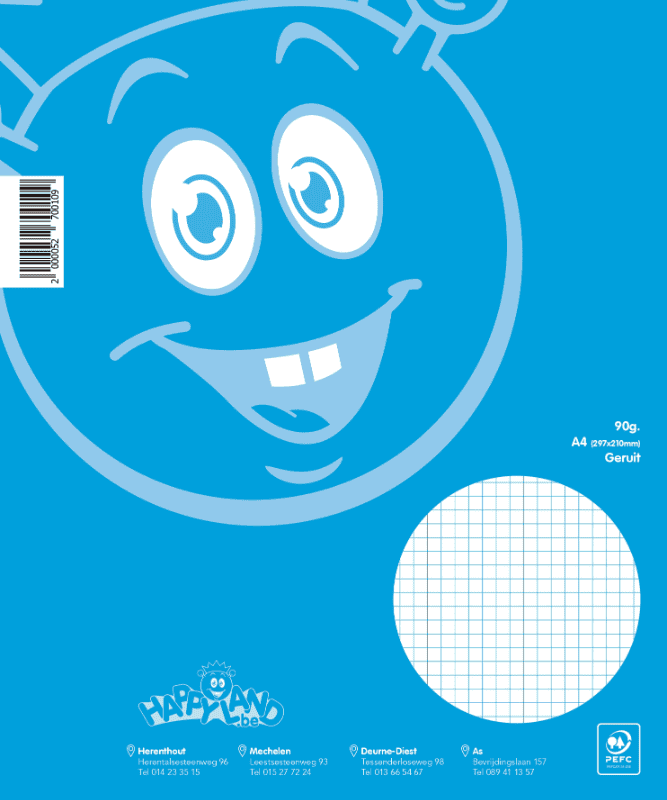 Cursusblok geruit Happyland 90gr 2.0