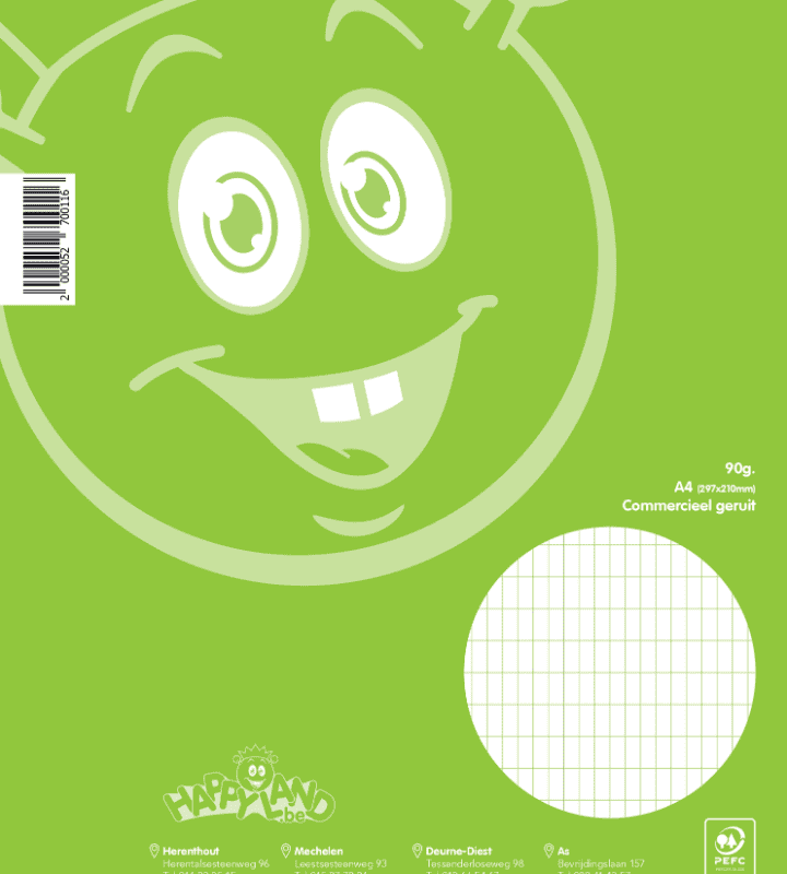 Cursusblok comm.geruit Happyland 90gr 2.0