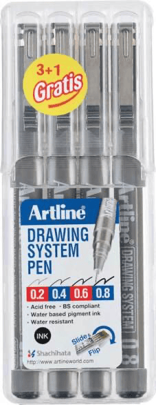 Artline Tekenpennen 0,2/0,4/0,6/0,8