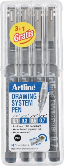 Artline Tekenpennen 0,1/0,3/0,5/0,7