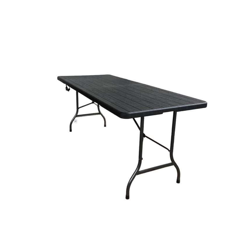 Tafel opvouwbaar (180x75xh72cm) stalen frame/hdpe blad zwart