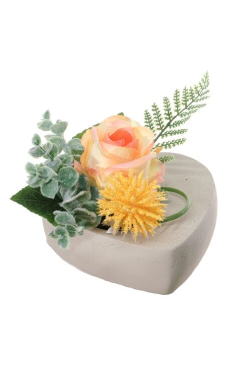 Bloemstuk roos/allium d15cm zalm
