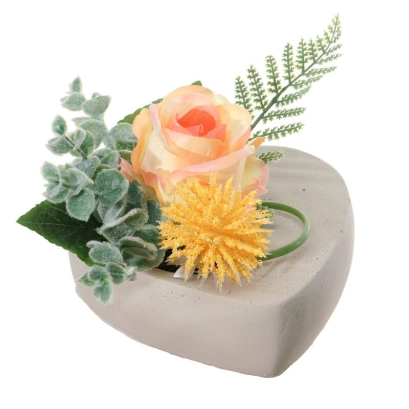 Bloemstuk roos/allium d15cm zalm