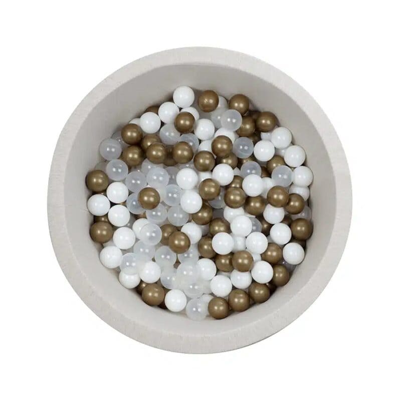Ballenbad (dia85x30cm) grijs incl 200 ballen 7cm mix goud/wit/zilver