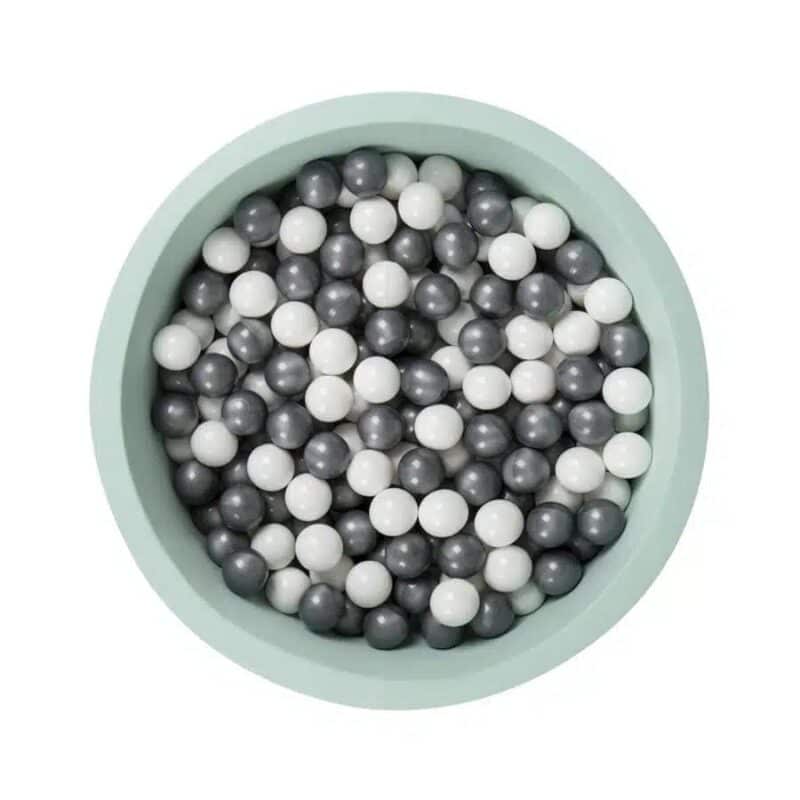 Ballenbad (dia85x30cm) mint incl 200 ballen 7cm mix pearl/wit/zilver
