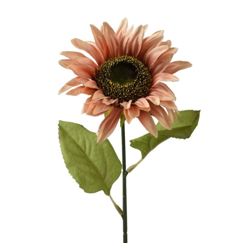 Zonnebloem op steel h68.00cm zacht roze