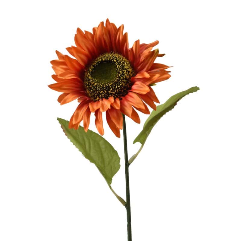 Zonnebloem op steel h68.00cm oranje