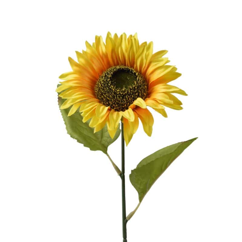 Zonnebloem op steel h68.00cm geel
