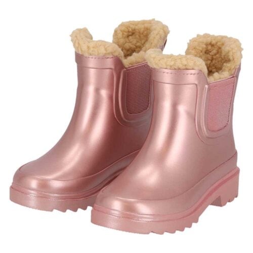 Angro rubber regenlaars pink metallic met pels 27/28