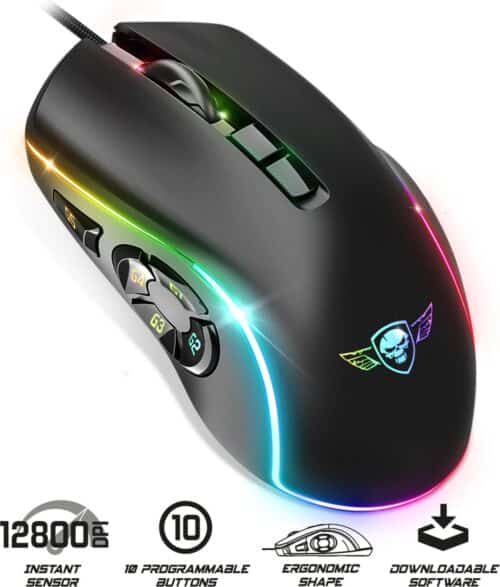 Spirit Gamingmuis elite- m30 12800 dpi 10knoprgb zwart